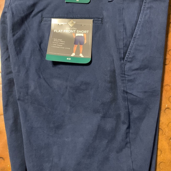 Shorts Member Mark Men's Size 40 Stretch Flat Front Short Blue Cove 9" Inseam - Picture 2 of 7